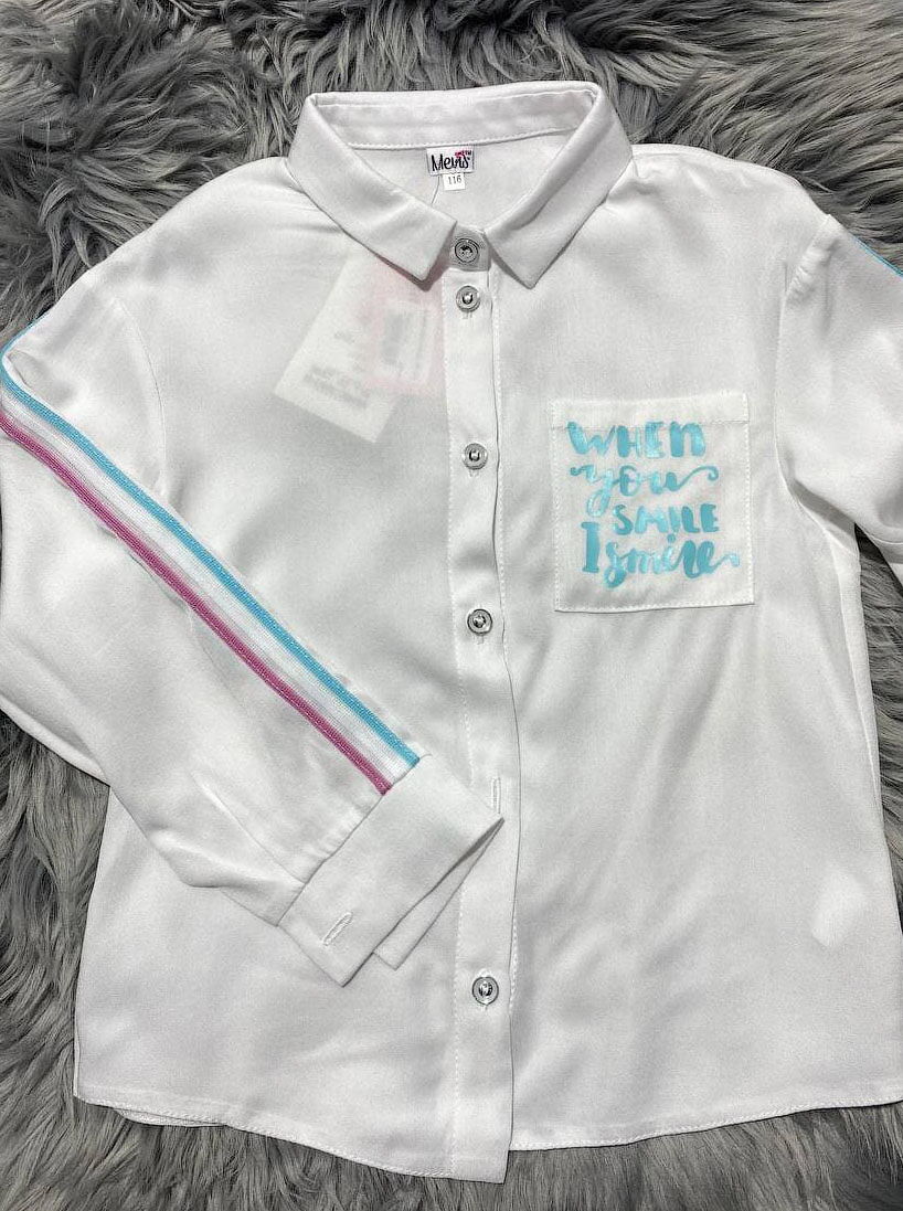 Блузка для девочки Mevis белая 3657-02 - размеры