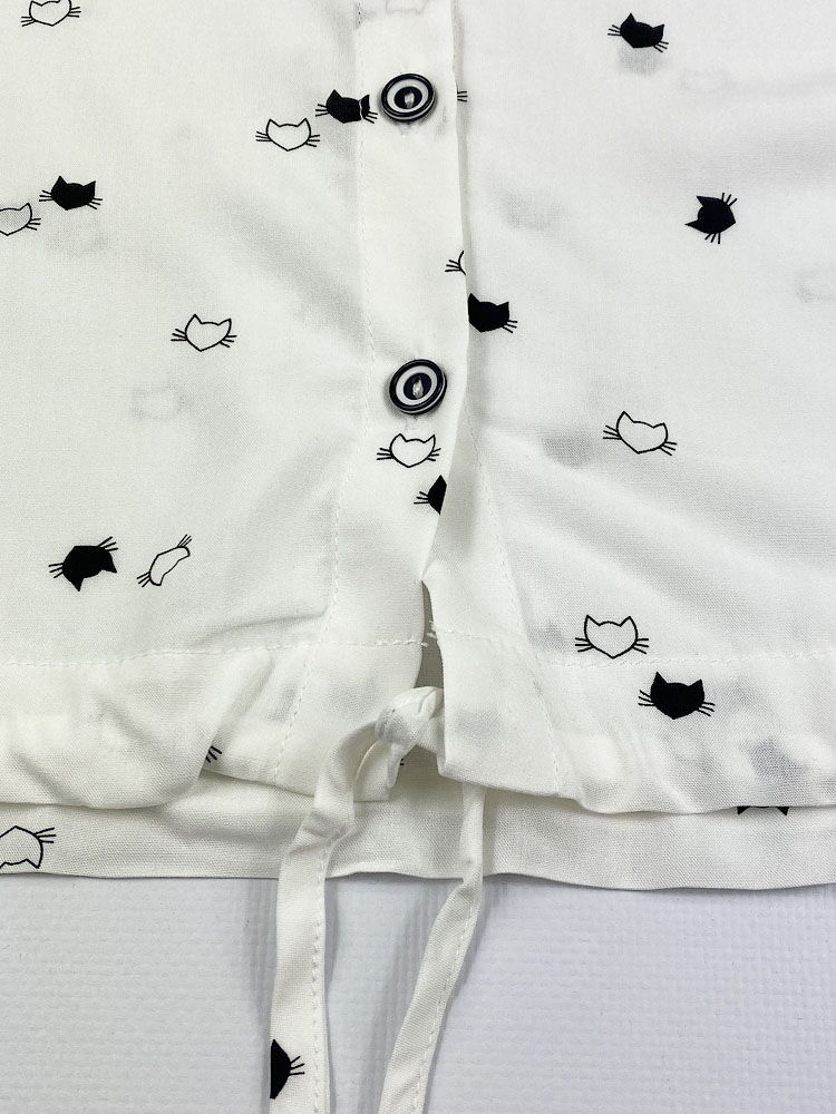 Рубашка для девочки Mevis Коты белая 4331-01 - фотография