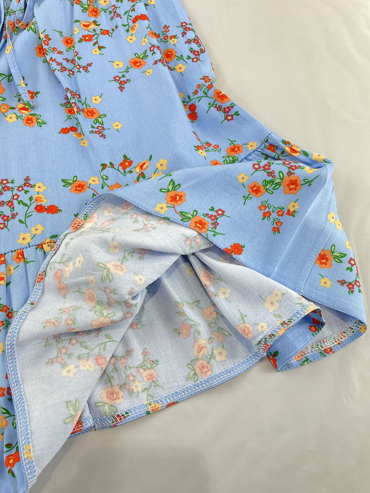 Платье для девочки Mevis Цветочки голубое 4544-01 - фотография