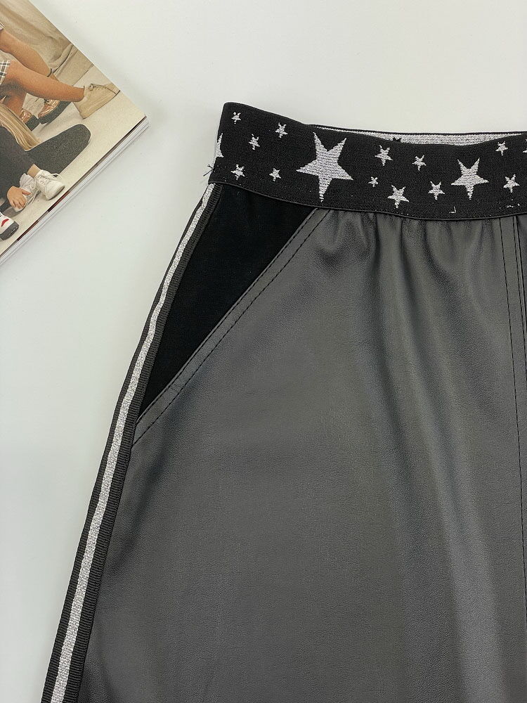 Юбка из экокожи для девочки Mevis черная 3225-02 - размеры