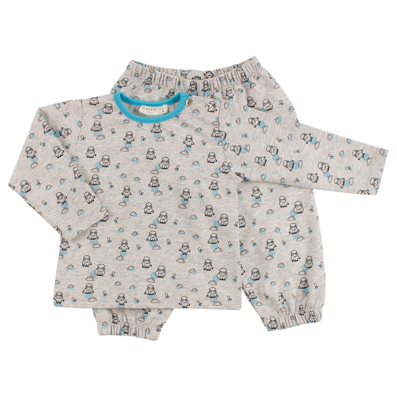 Пижама утепленная детская Breeze Овечки серая 8382 - цена