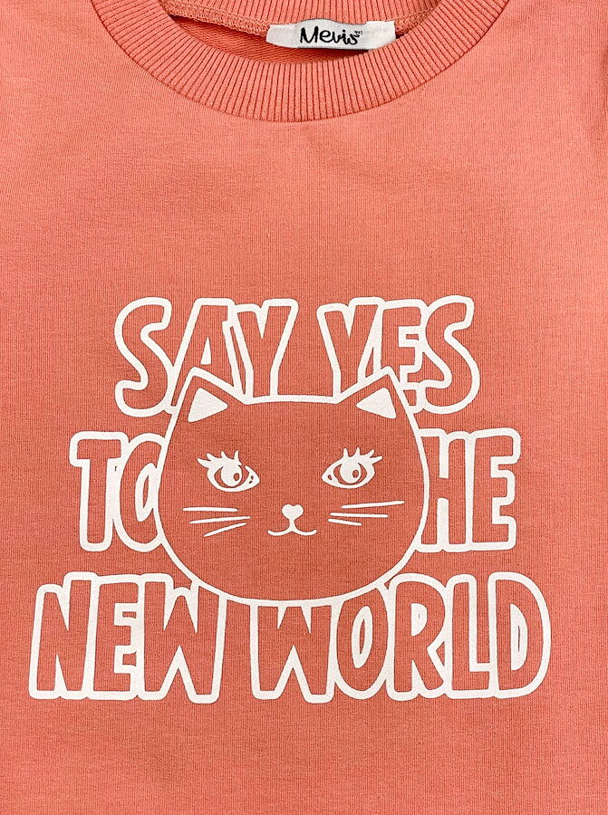 Трикотажное платье для девочки Mevis персиковое 3721-01 - размеры