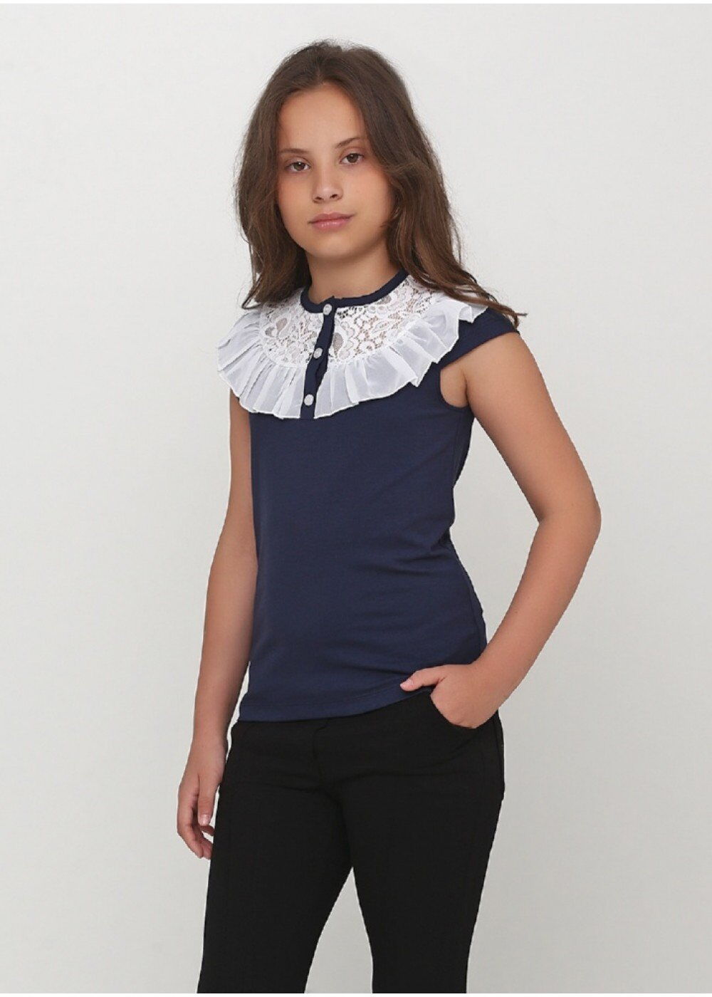 Трикотажная блузка для девочки Vidoli синяя 19598 - цена