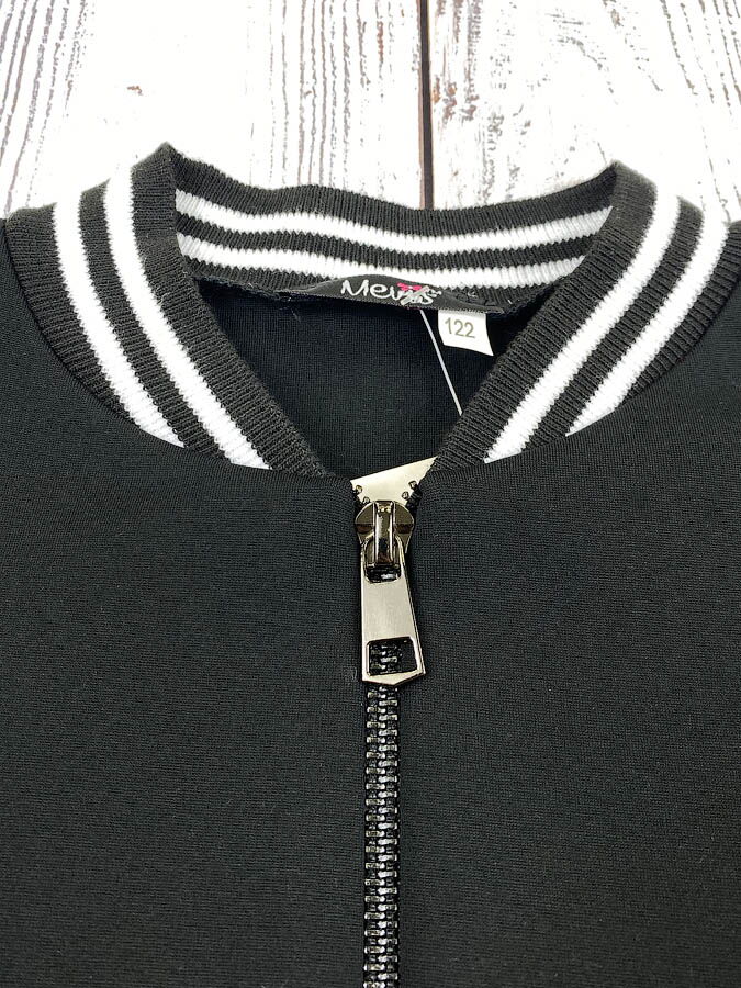 Бомбер для девочки Mevis черный 4106-02 - фотография