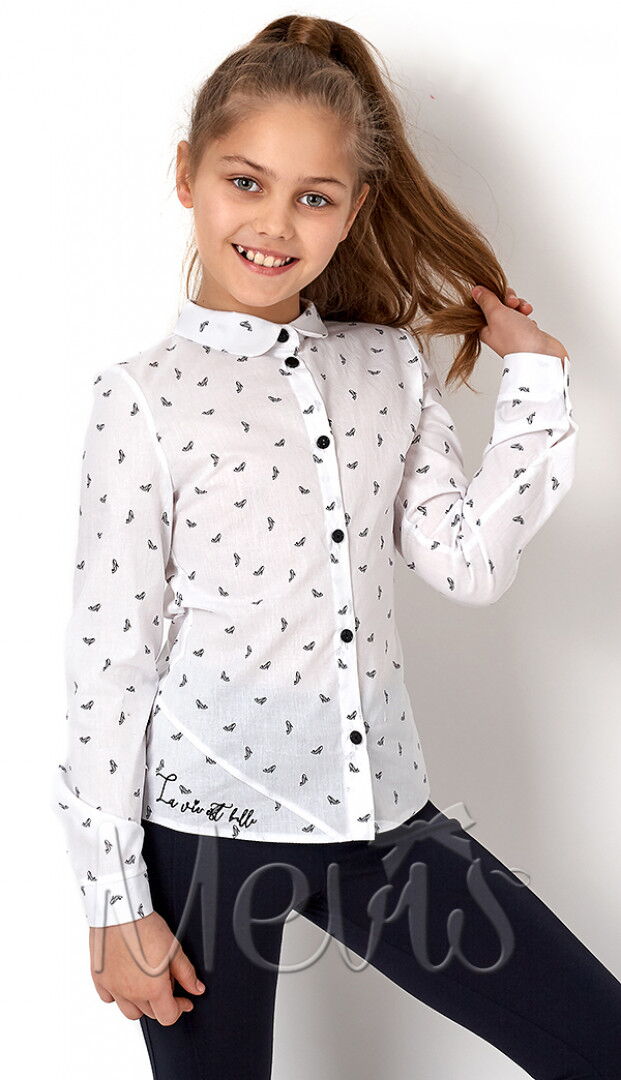 Рубашка для девочки Mevis белая 2897-01 - цена