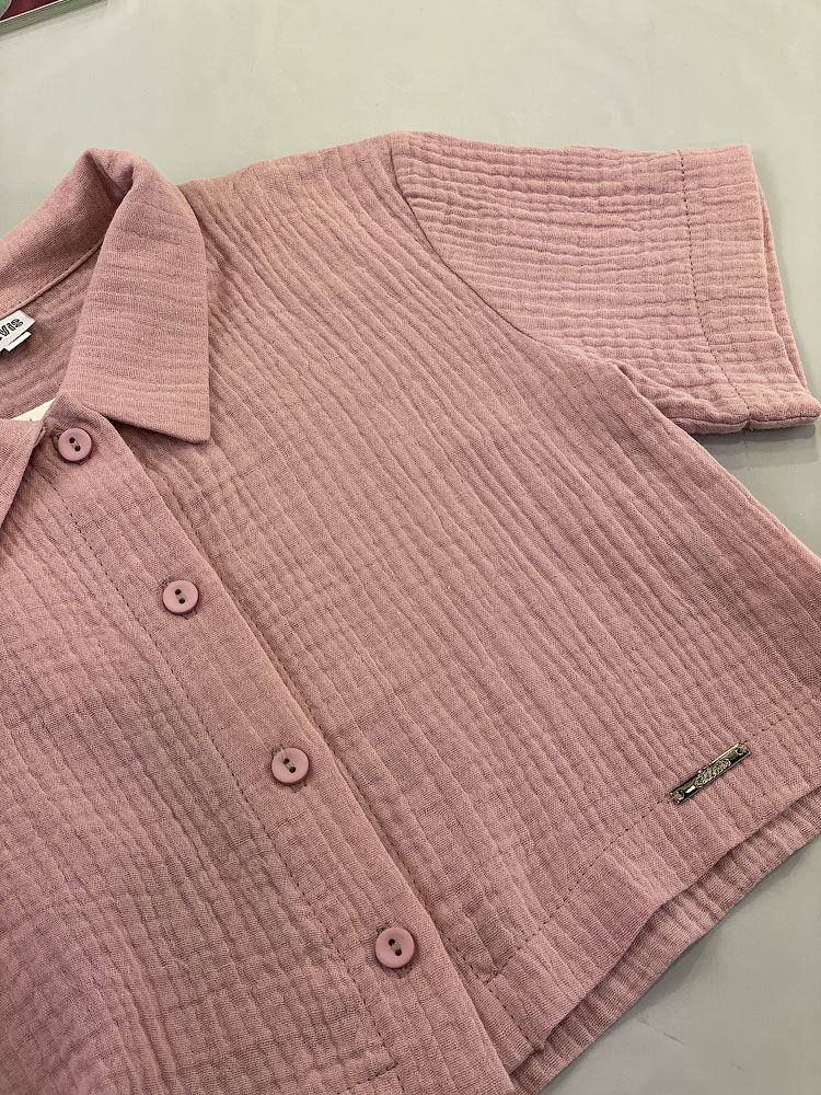 Костюм рубашка и шорты муслин Mevis розовый пудра 4819-02 - купить
