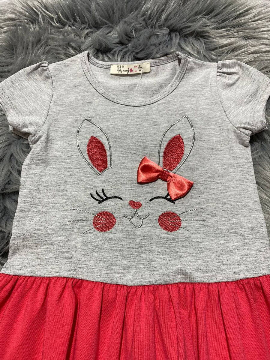 Трикотажное платье для девочки Barmy Зайка серое 0542 - фото