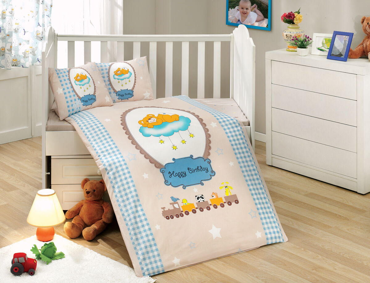 Комплект постельного белья в детскую кроватку HOBBY Sateen Bambam голубой 100*150 - цена