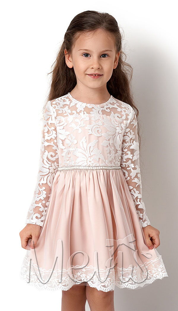 Нарядное платье для девочки Mevis персиковое 2948-03 - цена