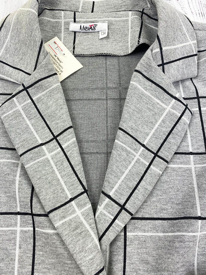 Костюм для девочки Mevis Клетка серый 3605-02 - фото