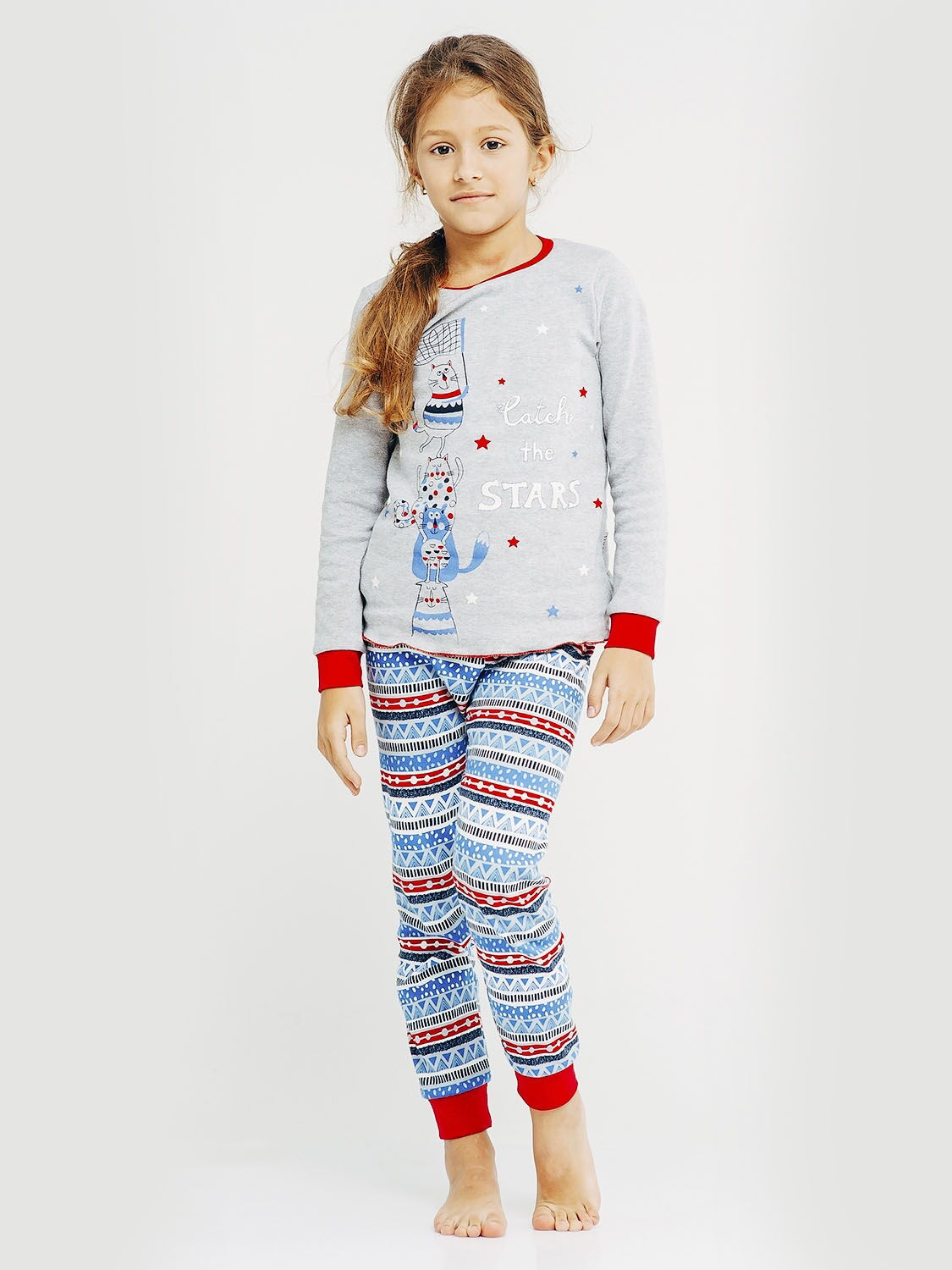 Пижама для девочки со светящимся рисунком SMIL серая 104618 - фото