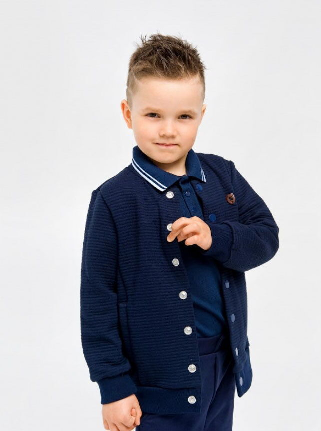 Пиджак бомбер трикотажный для мальчика SMIL темно-синий 116463 - цена