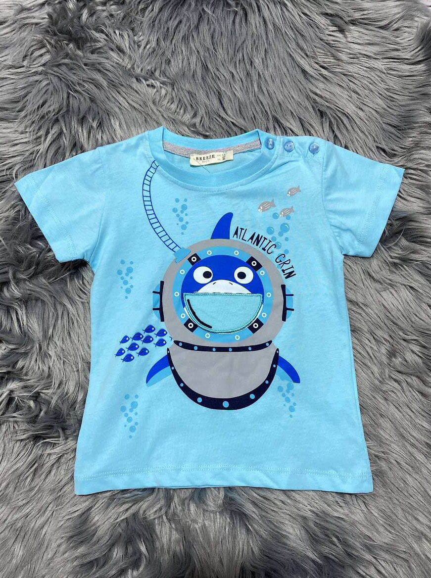 Комплект футболка и шорты для мальчика Breeze Акула голубой 13740 - размеры