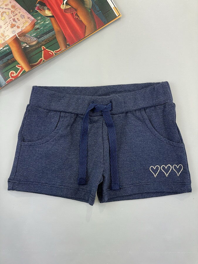 Трикотажные шорты для девочки Фламинго синий джинс 950-416 - цена