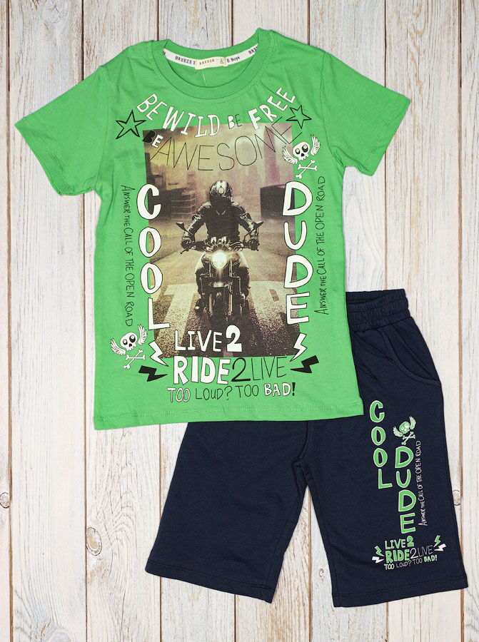 Комплект футболка и шорты для мальчика Breeze Cool Dude зеленый 15397 - фото