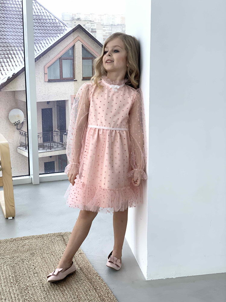 Платье нарядное для девочки Michell персиковое 2323 - цена
