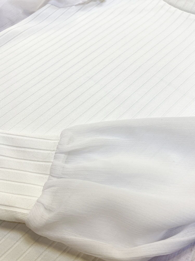 Трикотажная блузка для девочки Mevis белая 4171-01 - фото