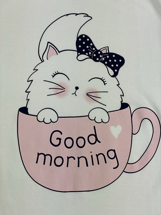 Пижама для девочки-подростка Фламинго Good Morning молочная 240-222 - фото