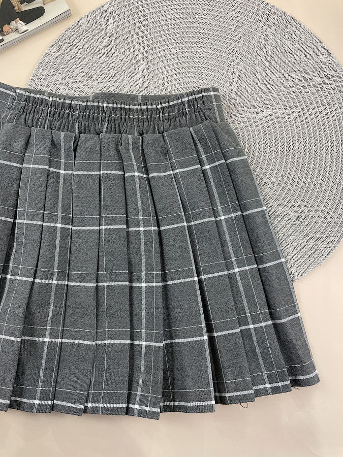 Школьная юбка в клетку Mevis серая 5217-03 - размеры