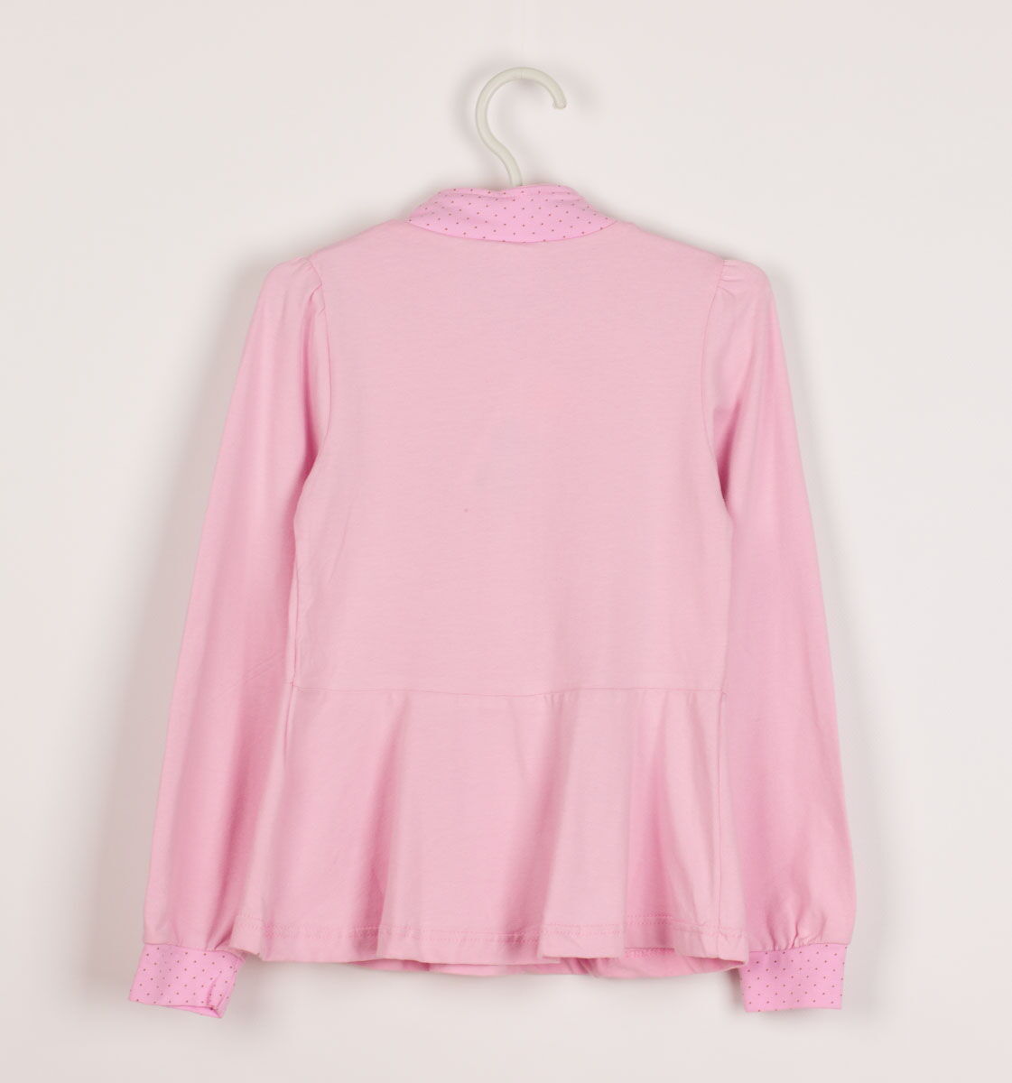 Блузка с баской для девочки длинный рукав Valeri tex розовая - фото
