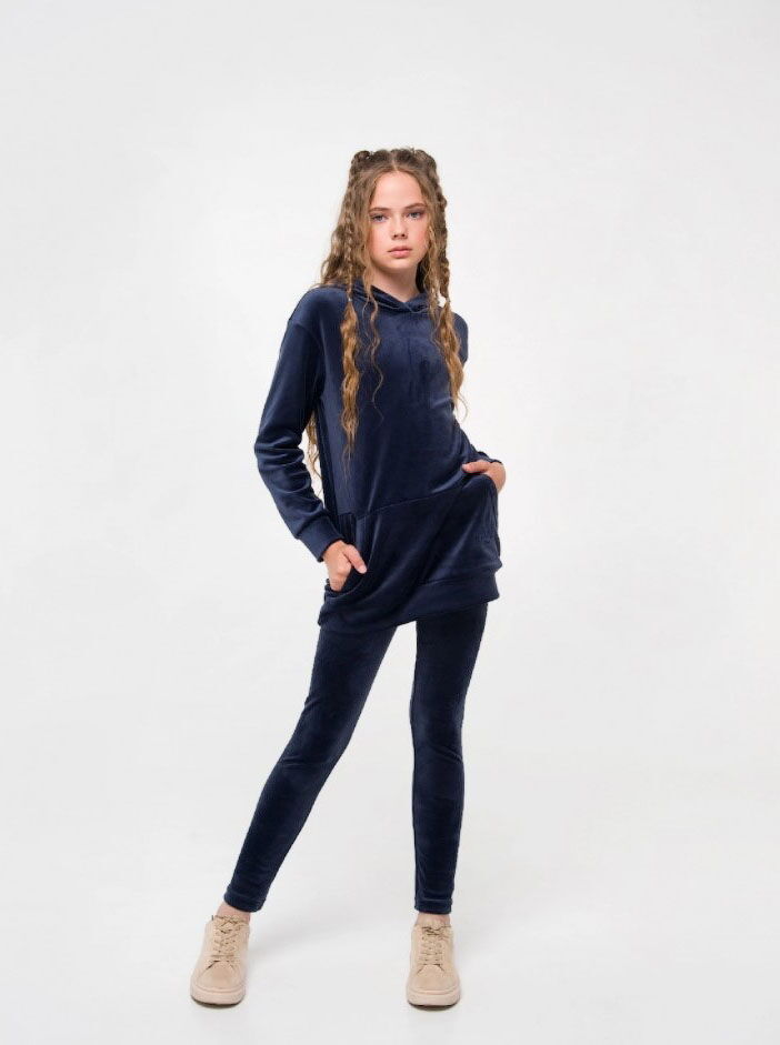Велюровый костюм для девочки SMIL темно-синий 117313 - цена