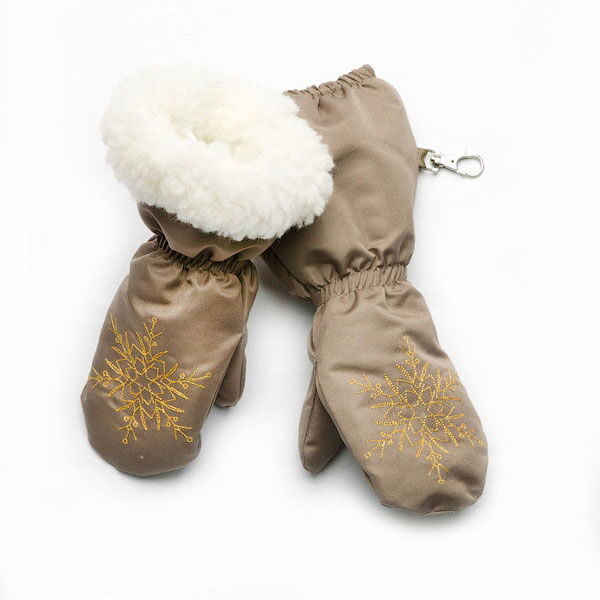 Варежки краги зимние из непромокаемой ткани Модный карапуз 03-00472 бежевые - цена