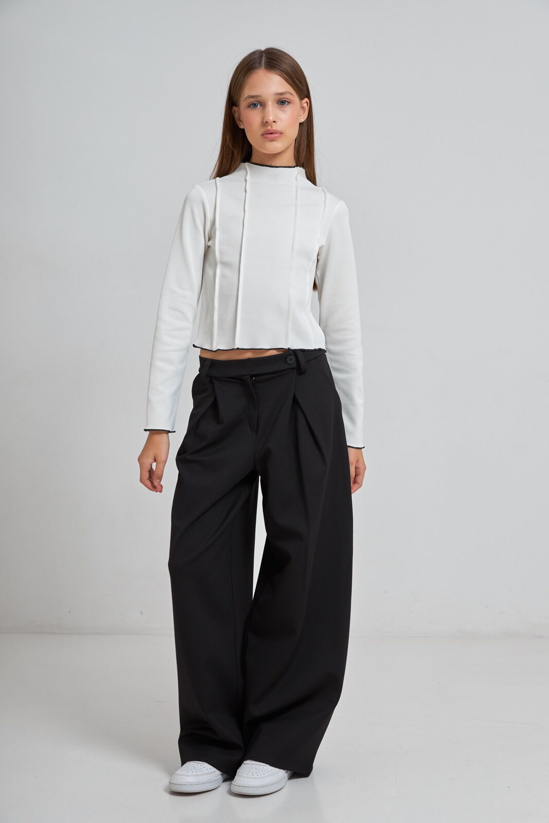 Брюки школьные для девочки Valza трикотаж черные 3417 - фото