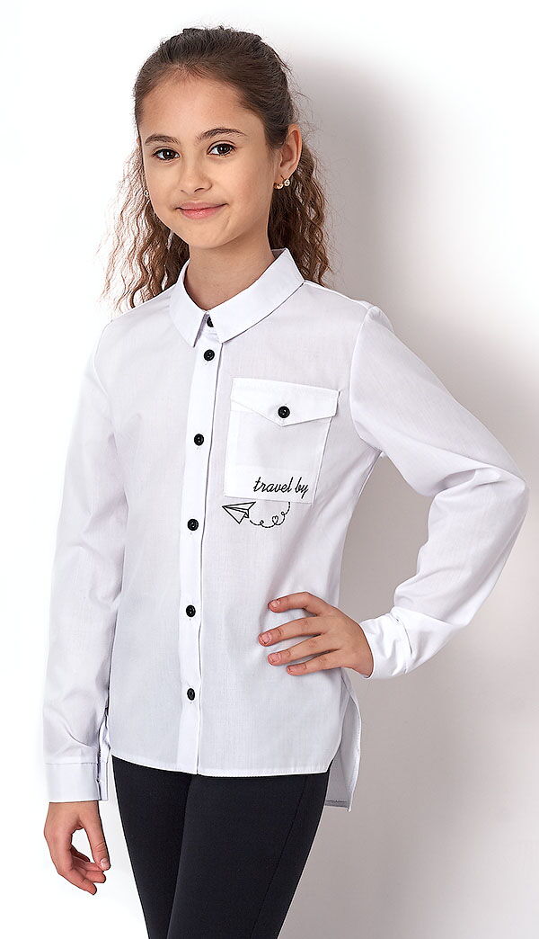 Рубашка для девочки Mevis белая 2761-01 - цена