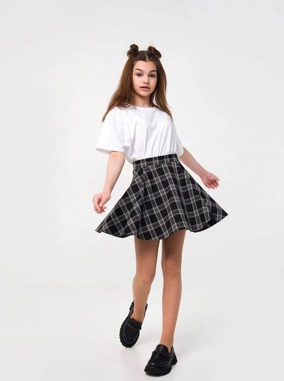 Школьная юбка для девочки SMIL Клетка черная 120254 - фото