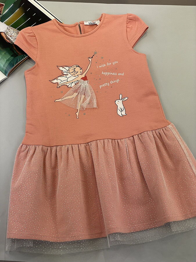 Платье для девочки Mevis персиковое 3737-02 - фотография