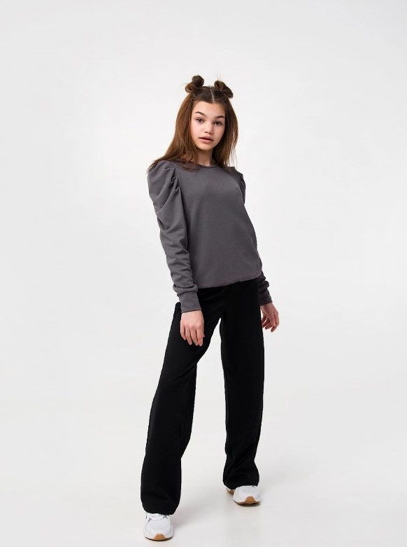 Трикотажные брюки-палаццо для девочки SMIL черные 115495 - фото