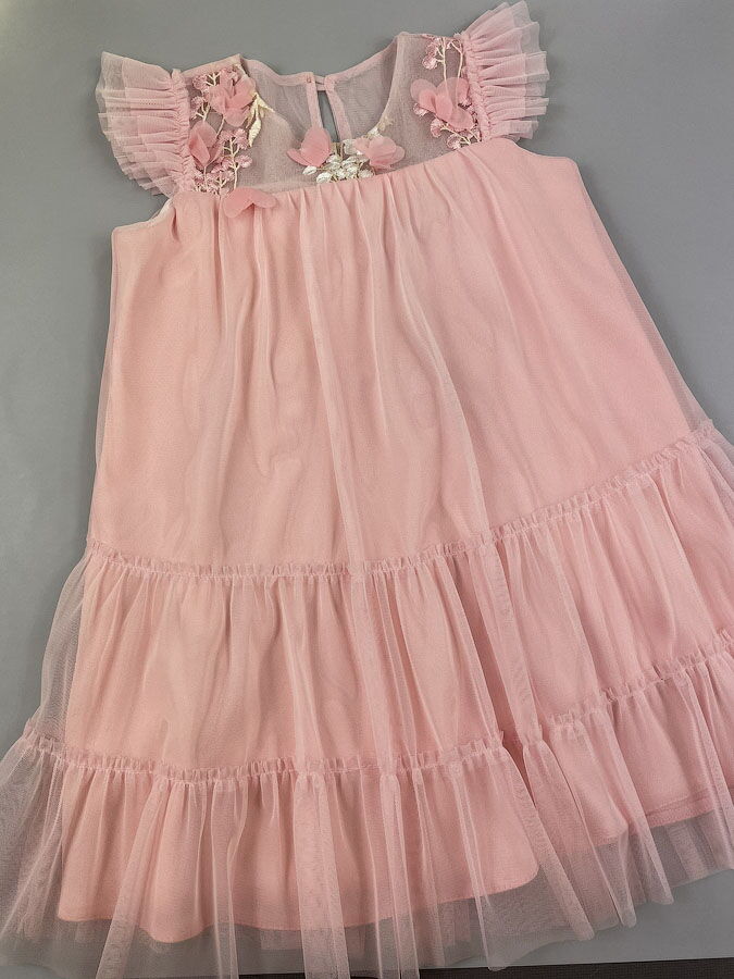 Нарядное платье для девочки Mevis розовое 3863-01 - картинка