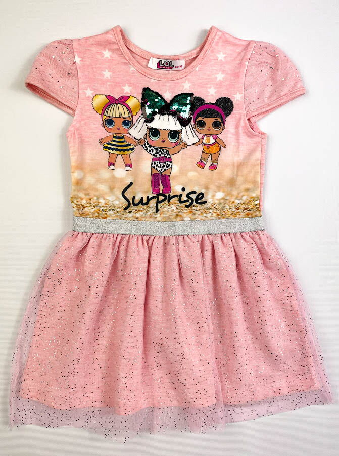 Трикотажное платье для девочки LOL персиковое 852 - цена