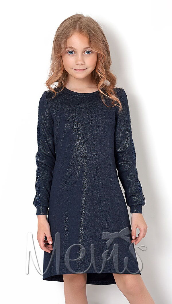 Трикотажное платье для девочки Mevis темно-синее 2875-04 - цена