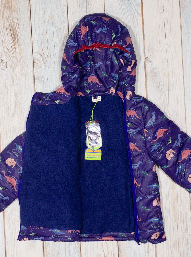 Куртка для мальчика ОДЯГАЙКО Динозавры синяя 22094 - фотография