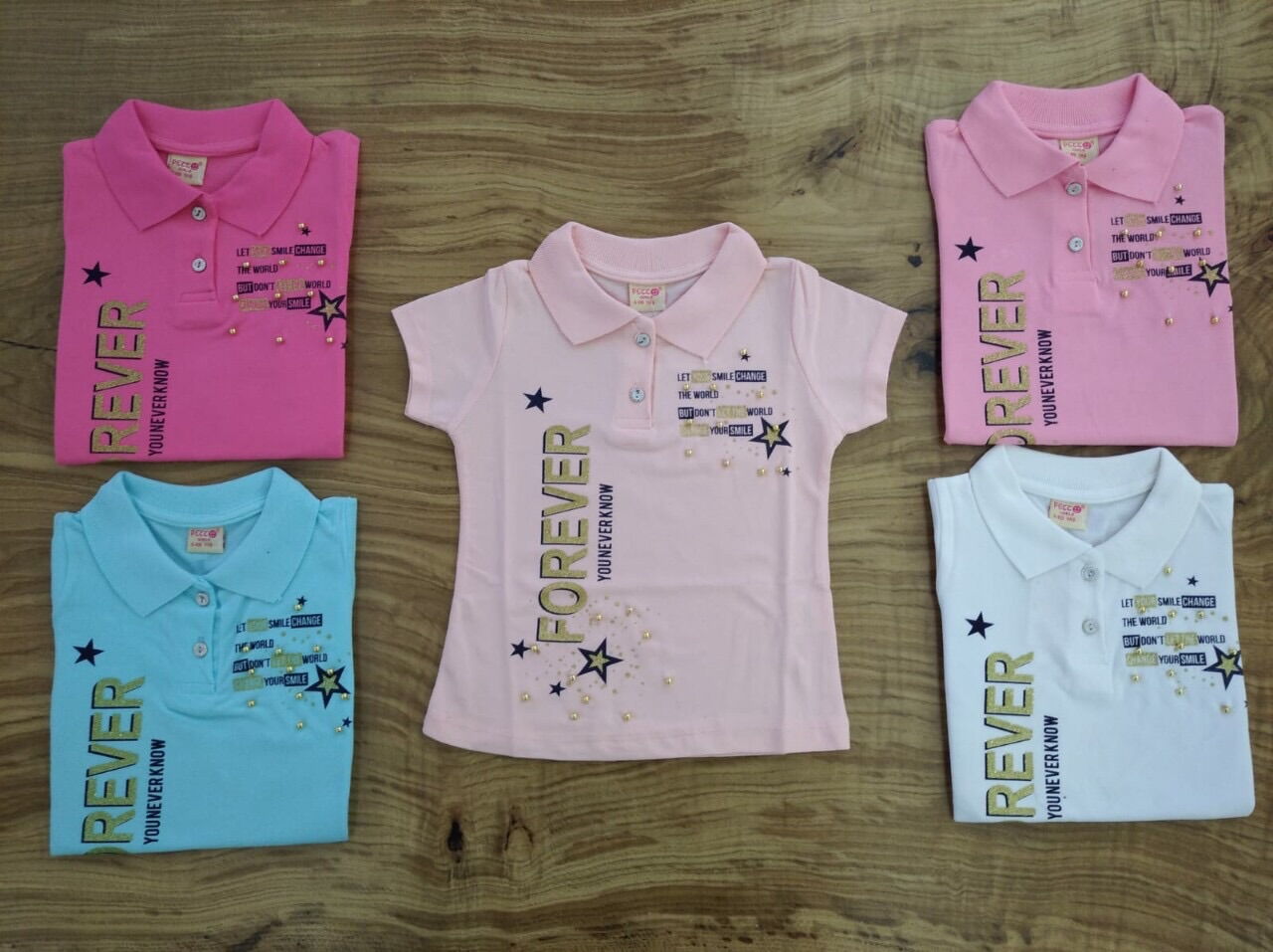 Футболка поло для девочки Forever розовая 529 - фото