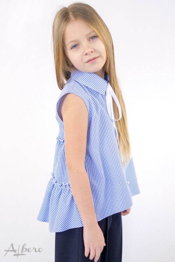 Блузка с коротким рукавом для девочки Albero голубая 5087 - цена