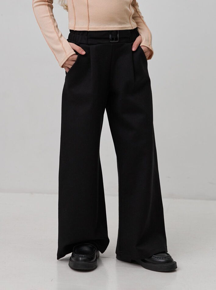 Брюки-палаццо для девочки трикотаж Valza черные 5102 - цена