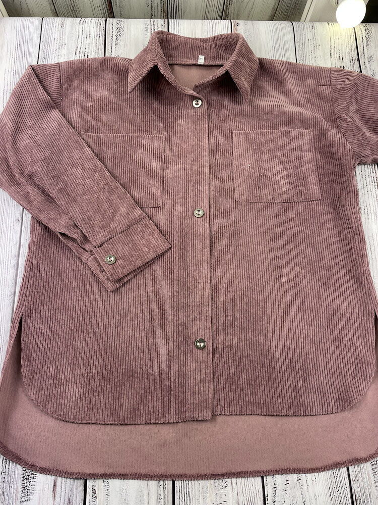 Стильная рубашка вельвет для девочки темно-розовая 0223 - Киев