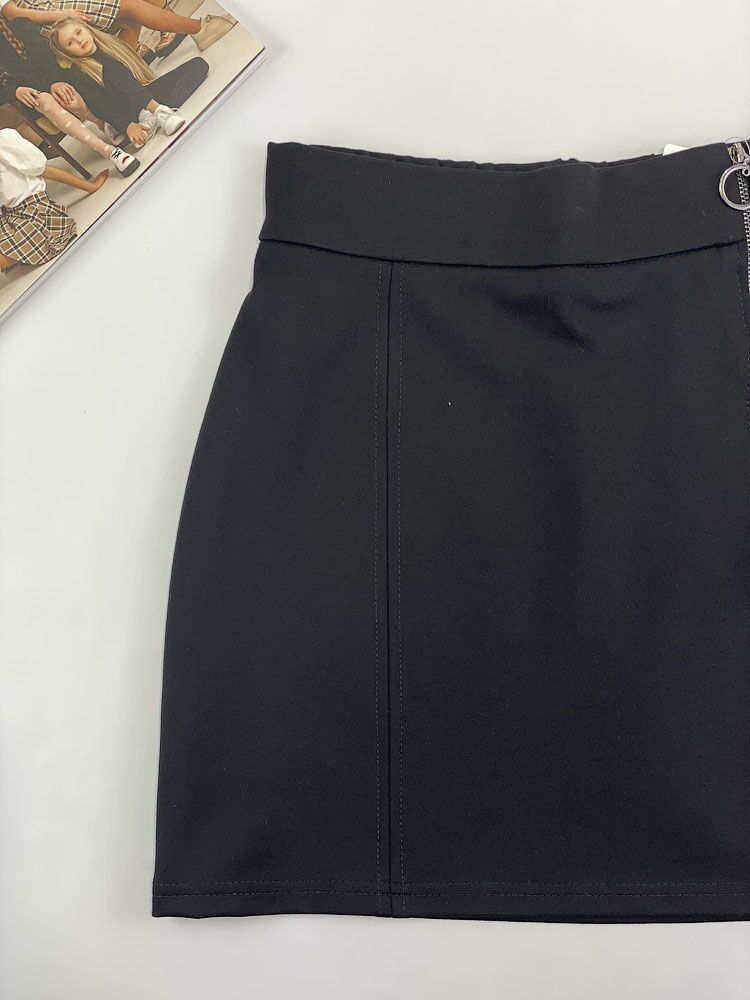 Трикотажная школьная юбка для девочки Mevis черная 3610-02 - картинка