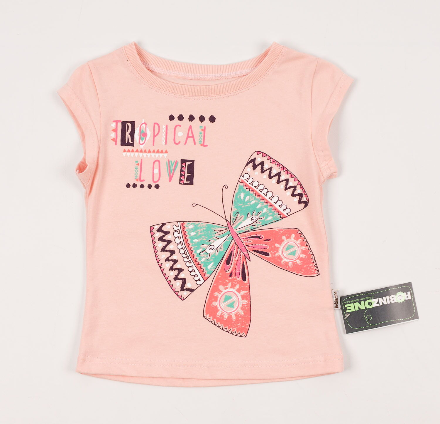 Комплект летний  (футболка+шорты) для девочки  Robinzone персиковый КС-203 - размеры