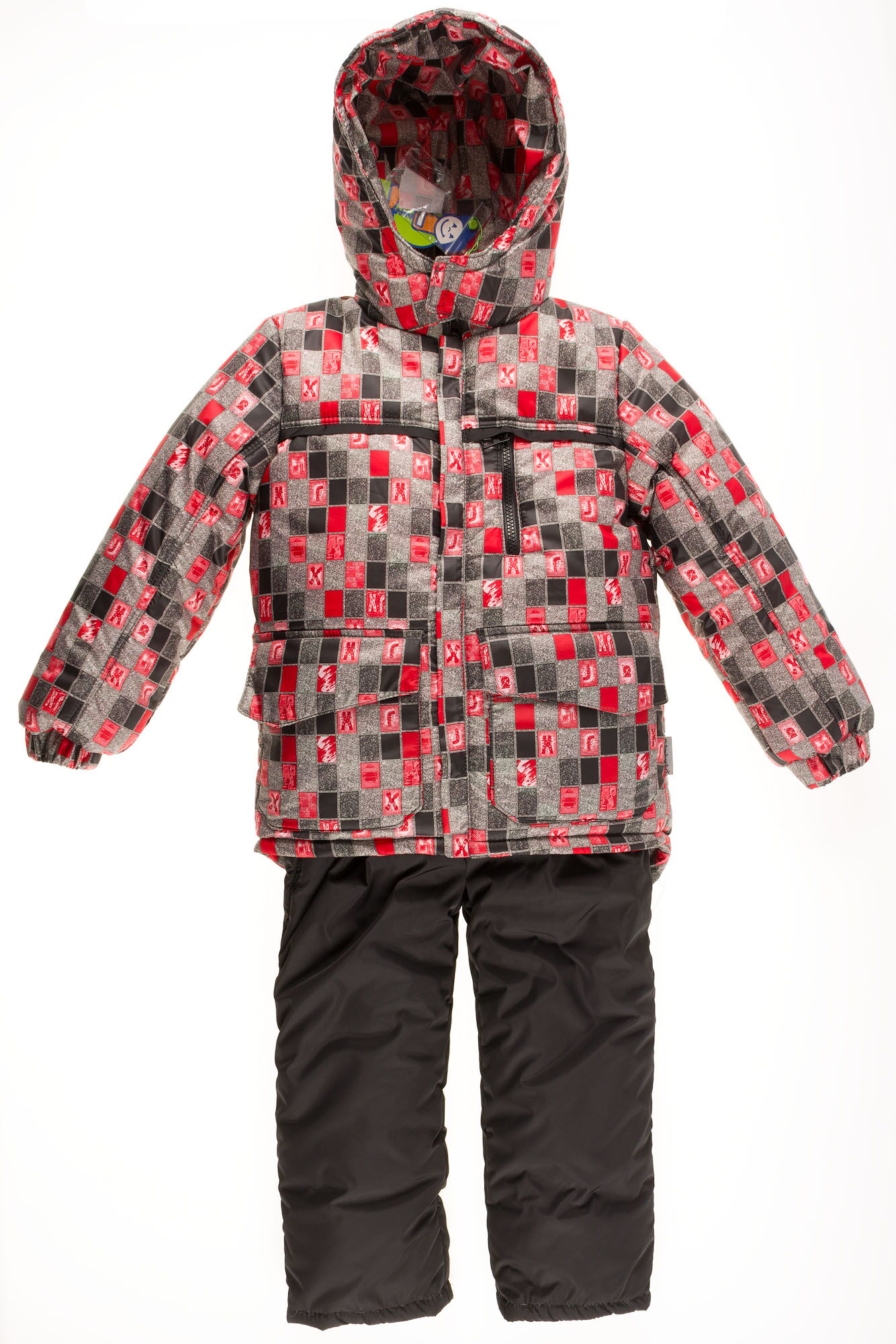 Комбинезон зимний раздельный для мальчика (куртка+штаны) Одягайко красный квадрат 20088+01241О - цена