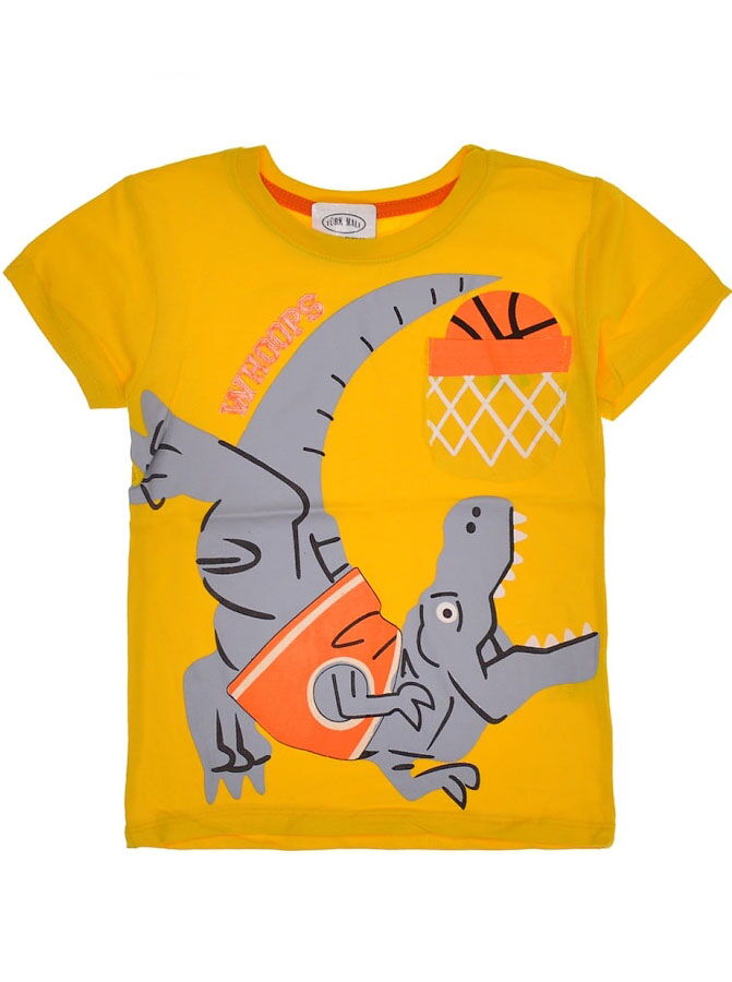 Футболка для мальчика Whoops Динозавр желтая 21937 - фото