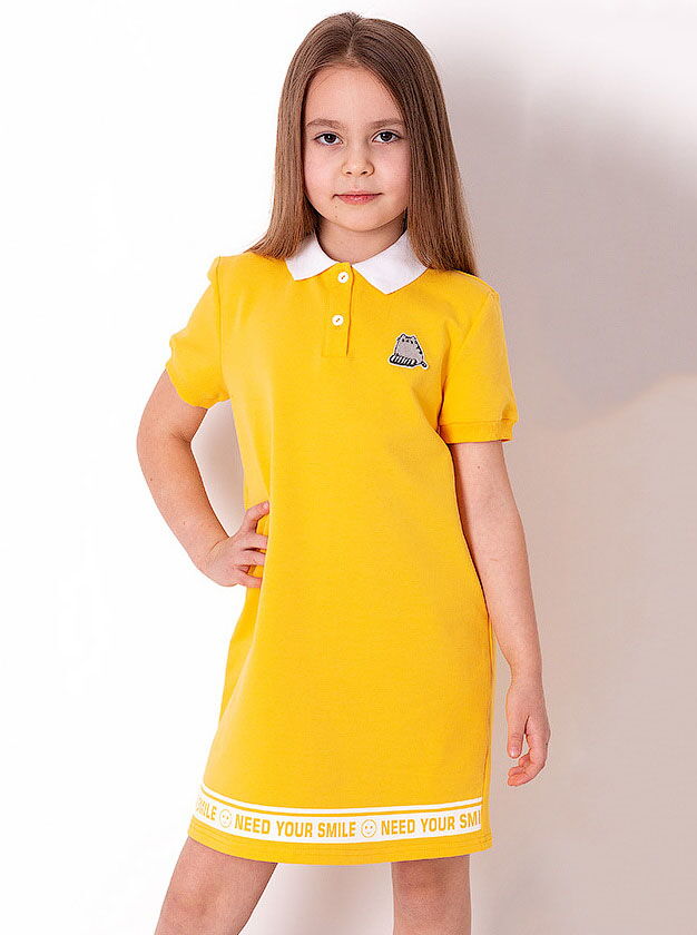 Платье-поло для девочки Mevis желтое 3723-02 - цена
