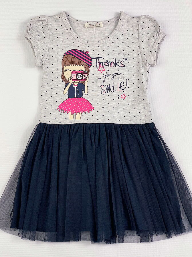 Платье для девочки Breeze Фотограф серое 12381 - размеры