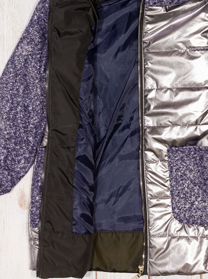 Куртка для девочки Одягайко темное серебро с синим 22361 - фото