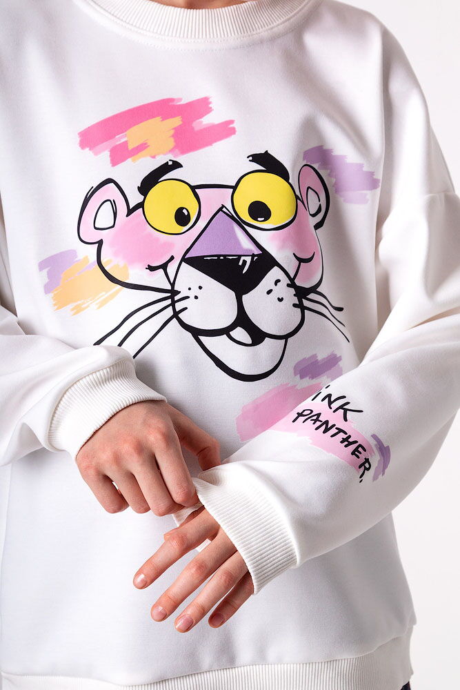 Свитшот для девочки Mevis Pink Panther молочный 4302-01 - Киев
