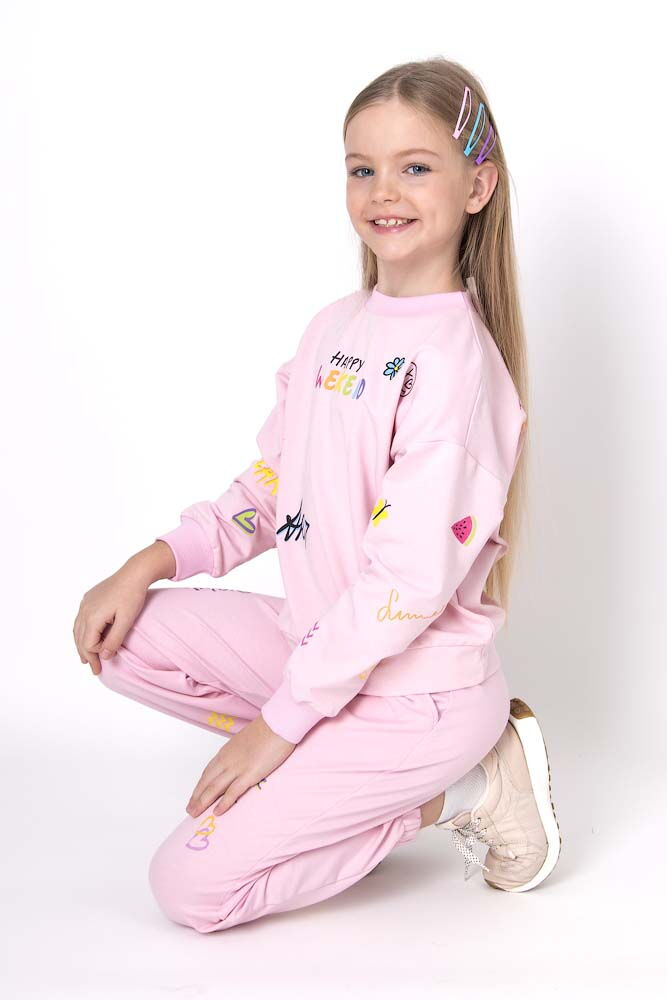 Стильный костюм для девочки Mevis Happy Weekend розовый 4855-02 - размеры