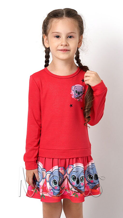 Трикотажное платье для девочки Mevis коралловое 2968-03 - цена