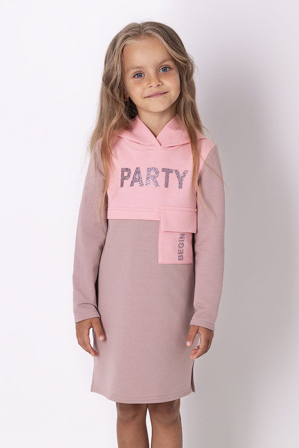 Трикотажное платье для девочки Mevis пудра 3550-02 - цена
